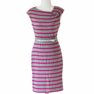 Calvin Klein Gray Fuchsia Stripe Dress Stretch Knit Women - Size 2